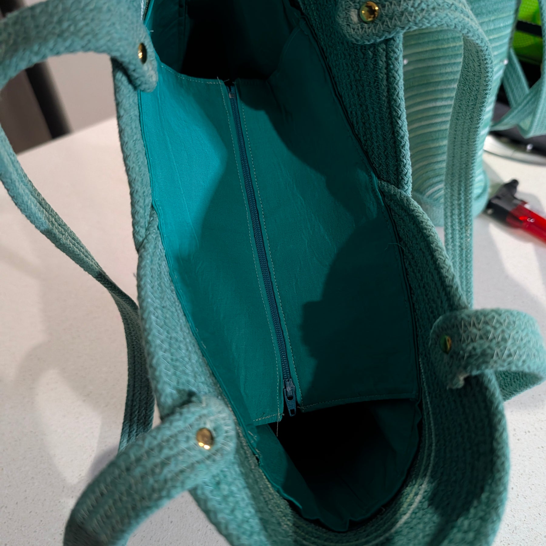 Lagoon Large Handmade Cotton Cord Tote Bag