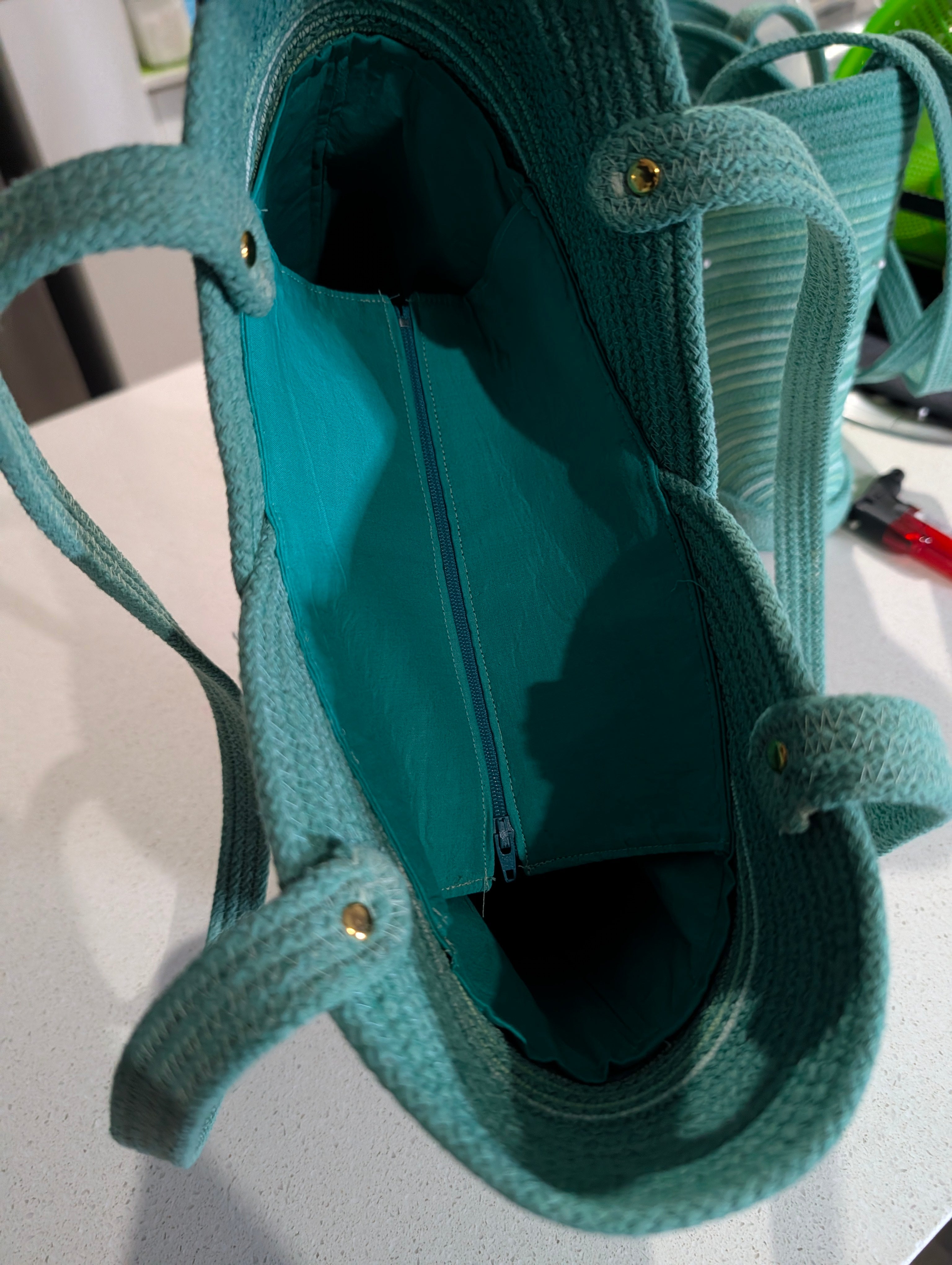 Lagoon Large Handmade Cotton Cord Tote Bag