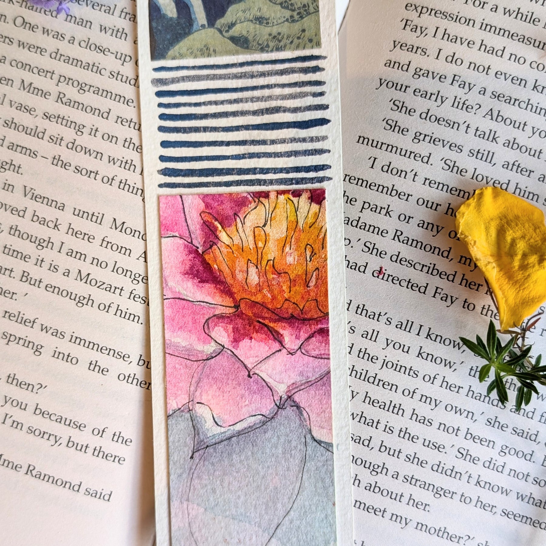 Hand Painted Original Artwork Floral Bookmark