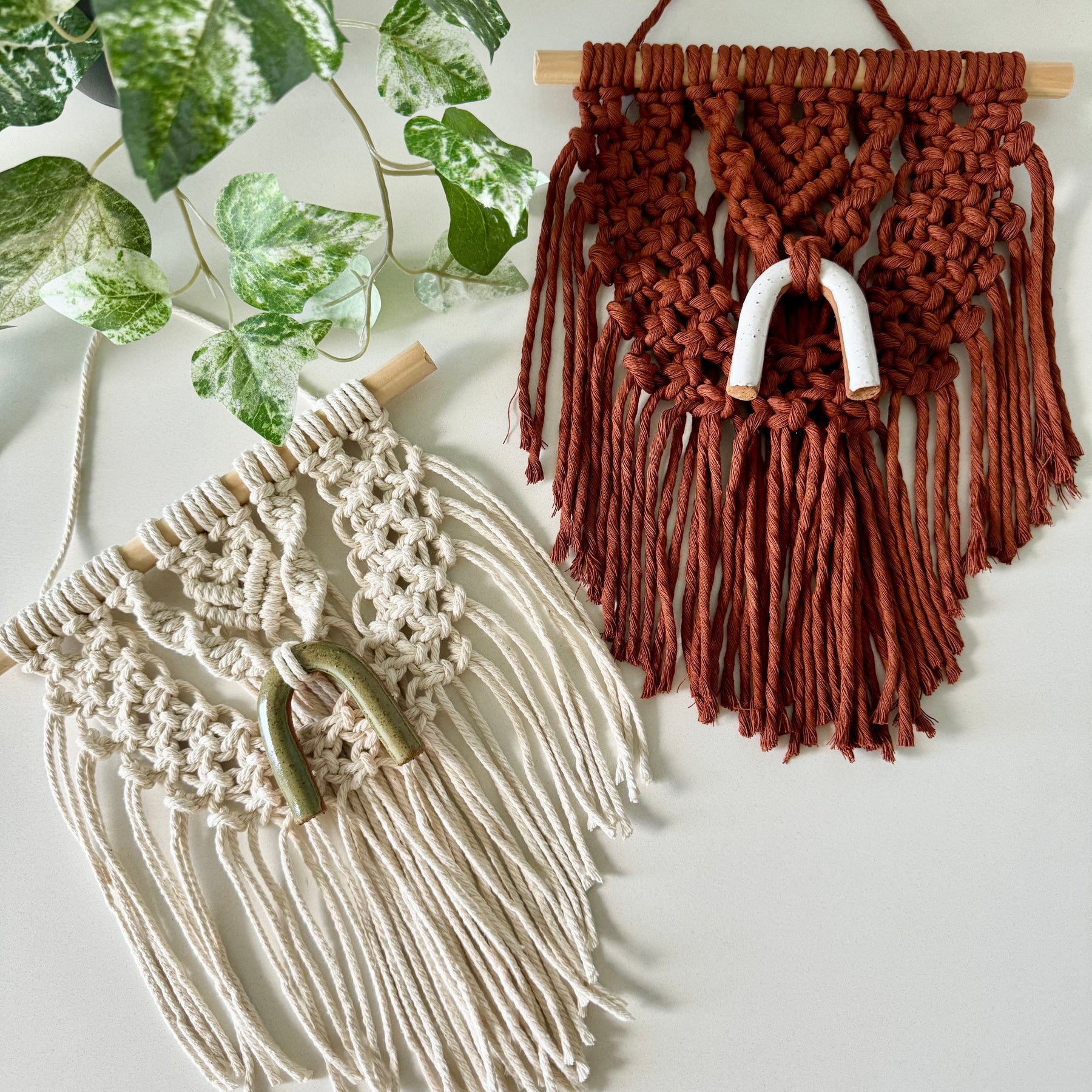 Mini wall hanging with clay detail