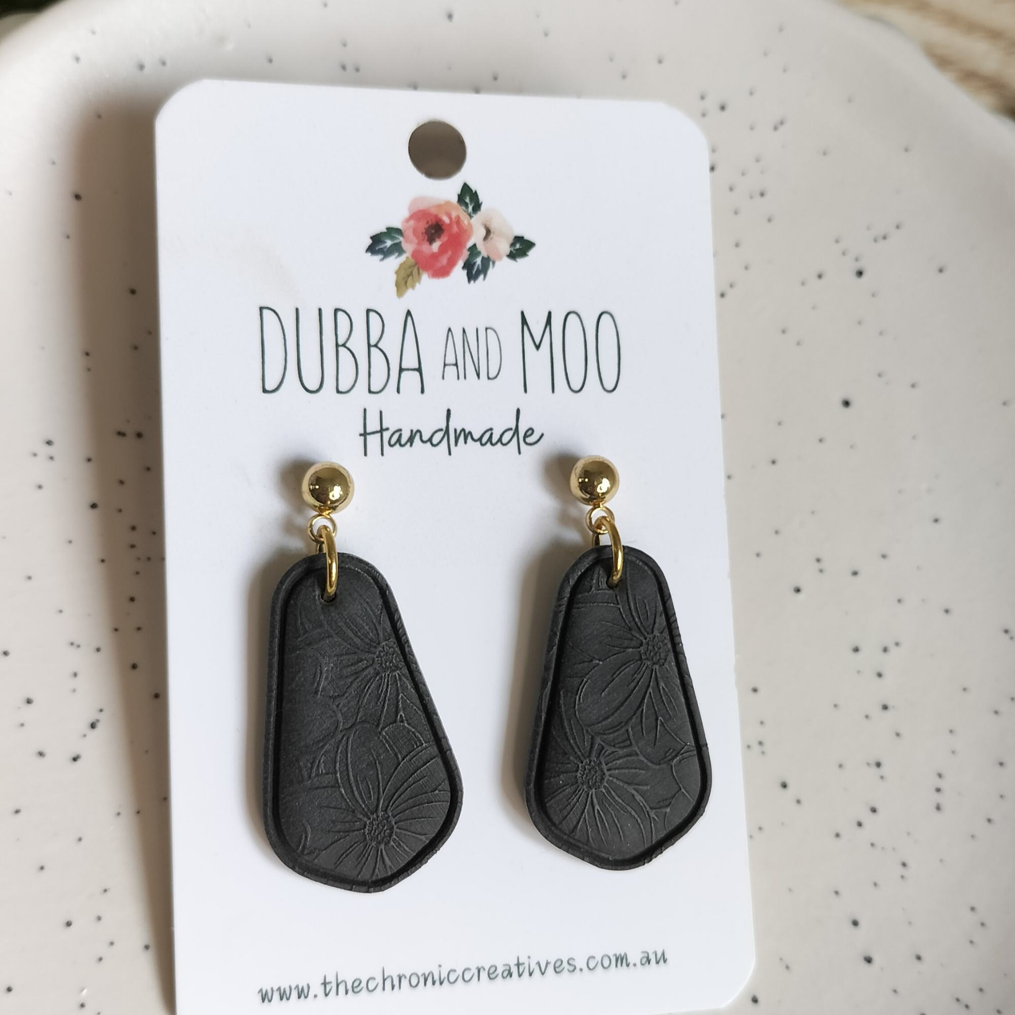 Rounded Tapered Floral Polymer Clay Dangle Earrings - Assorted Styles
