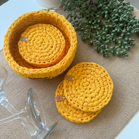 Coasters | Handmade crochet | Mustard | Home Decor | Gift idea