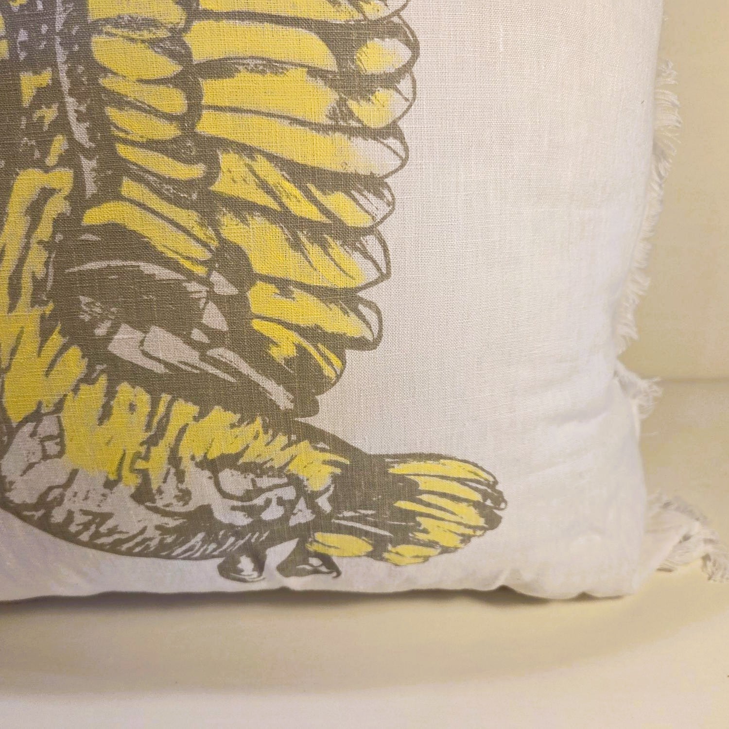 Hand Screen Printed Cockatoo- French Linen cushion covers (2 sided)