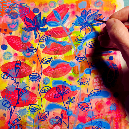 Original Hand Painted Art : Kangaroo Paws Dreaming