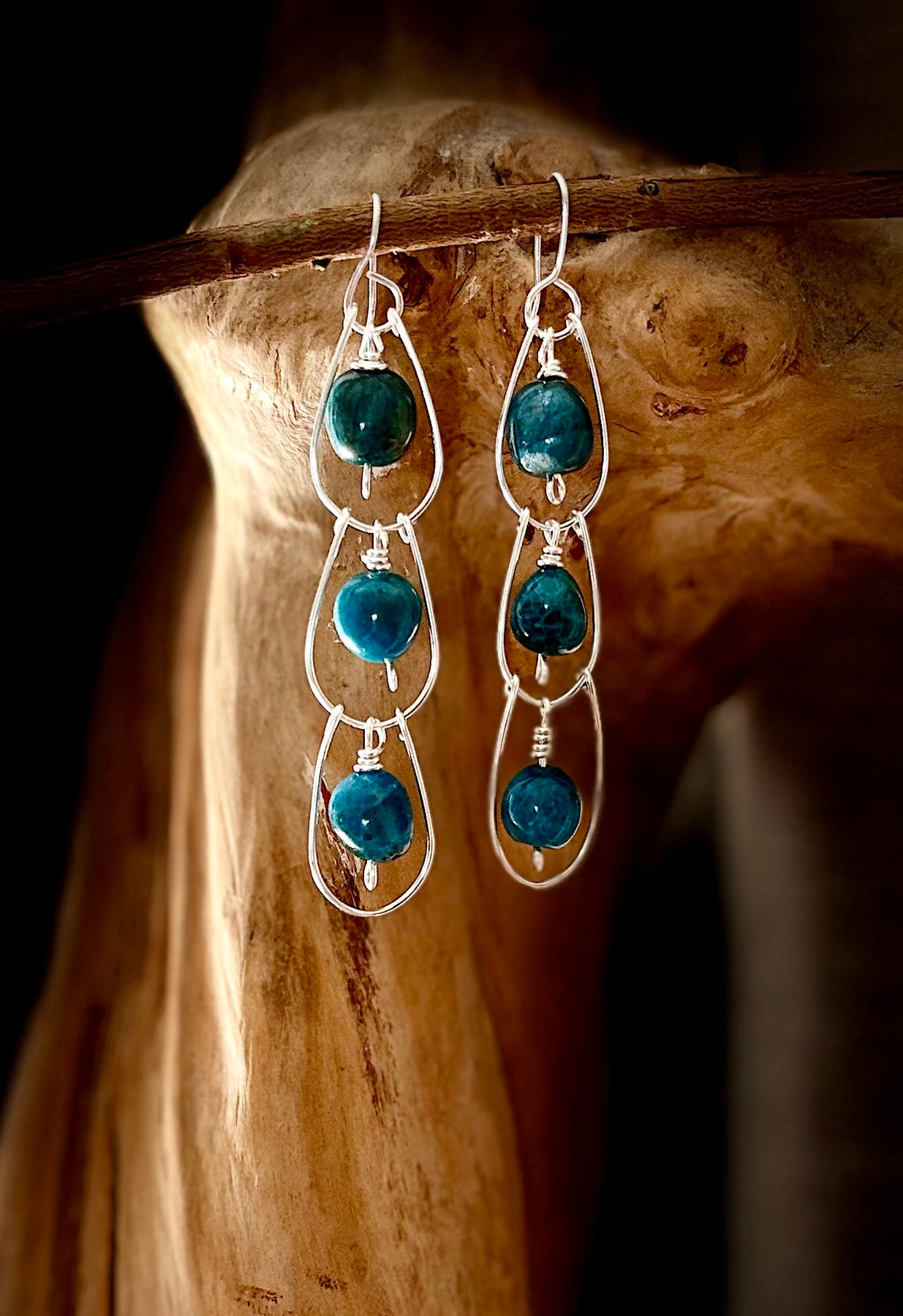 Silver Blue Apatite Earrings