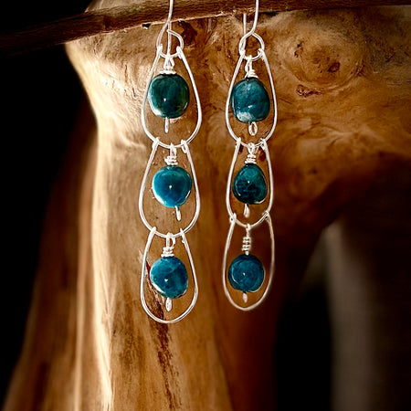 Silver Blue Apatite Earrings