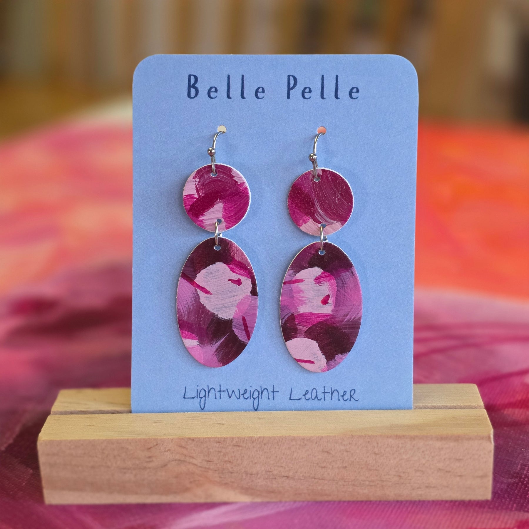 Alla Manno Leather Earrings - Raspberry Muse