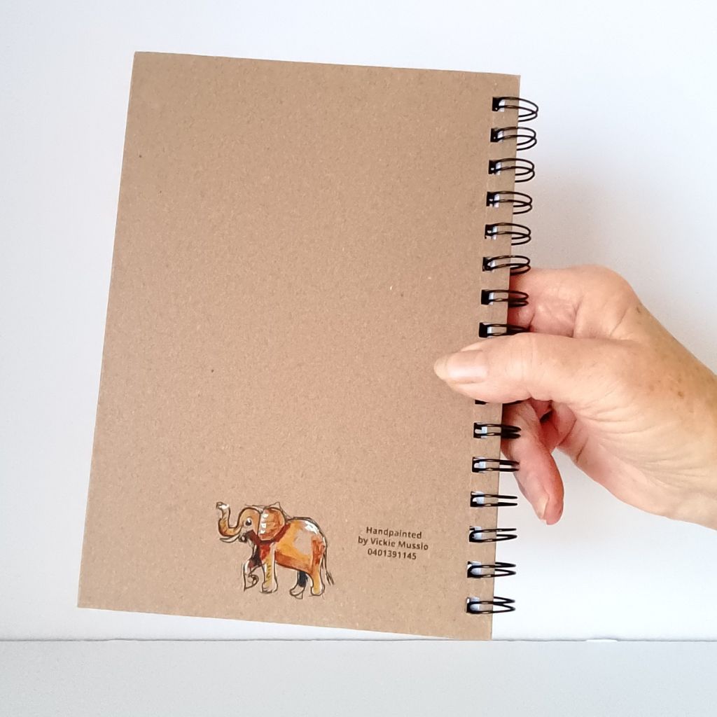 Elephant Handpainted Notebook - Lined - A5
