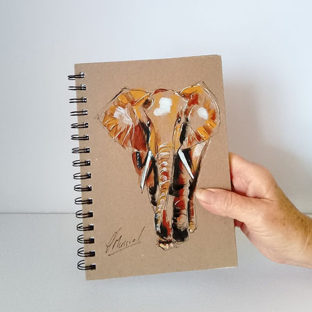 Elephant Handpainted Notebook - Lined - A5