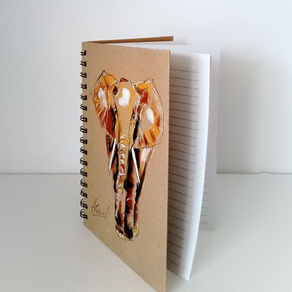 Elephant Handpainted Notebook - Lined - A5