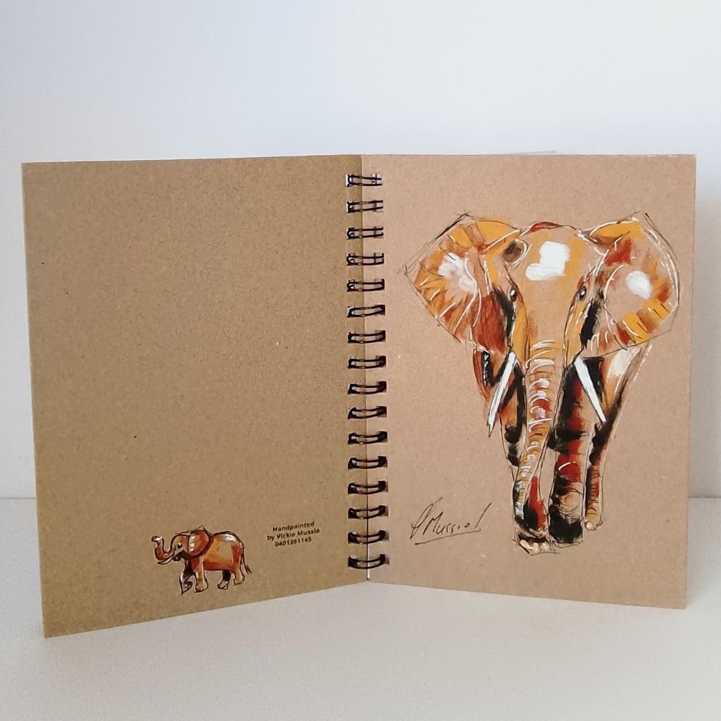 Elephant Handpainted Notebook - Lined - A5