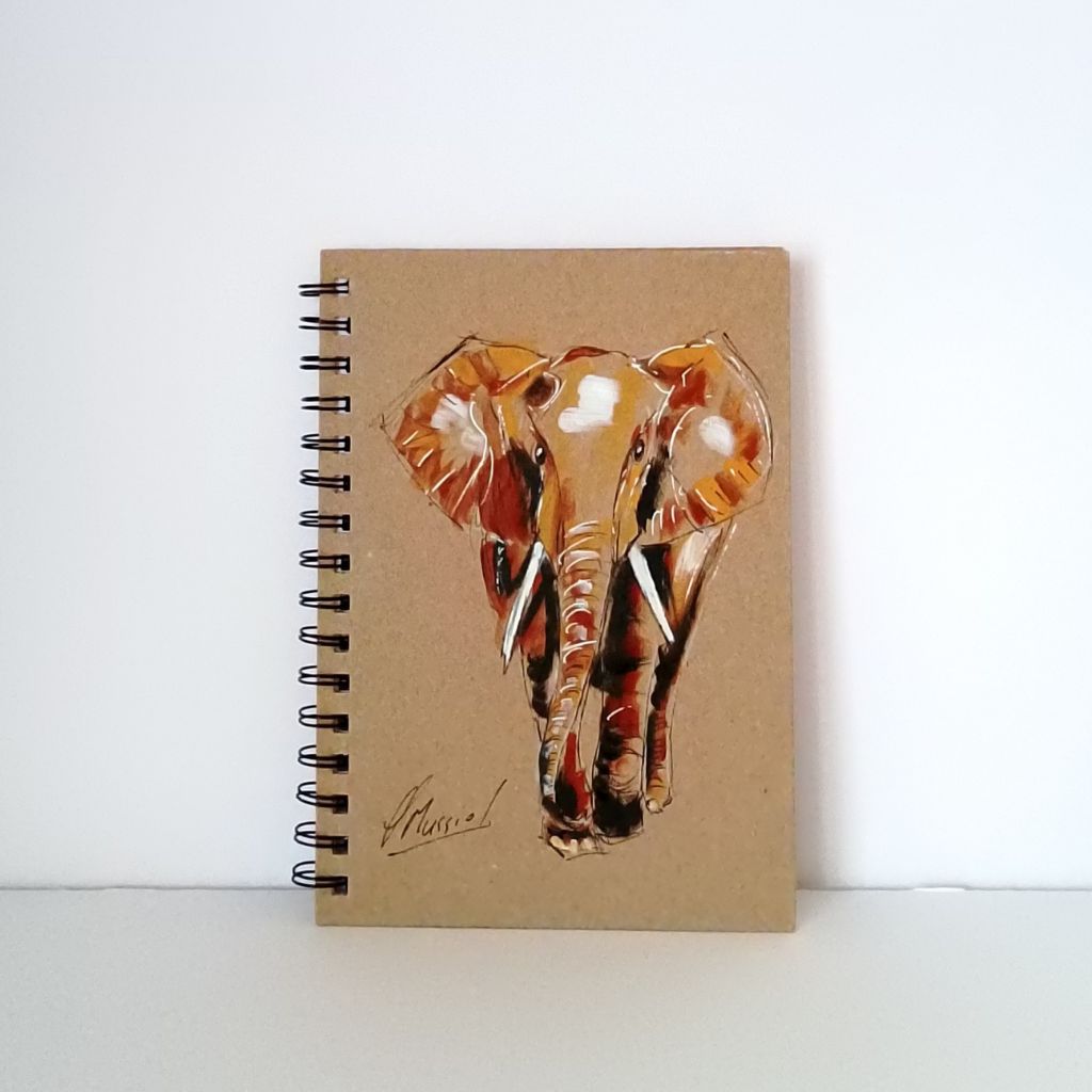Elephant Handpainted Notebook - Lined - A5