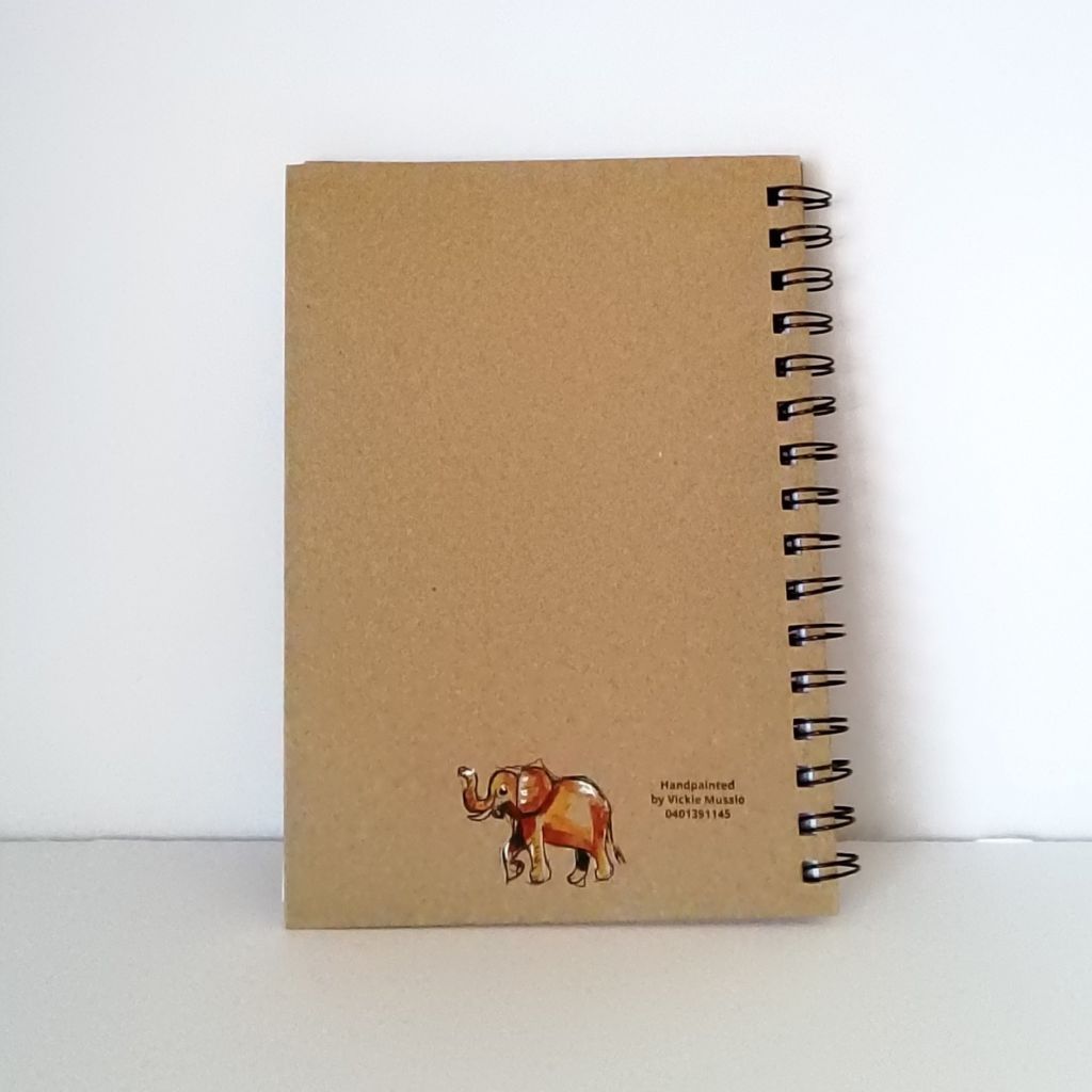 Elephant Handpainted Notebook - Lined - A5