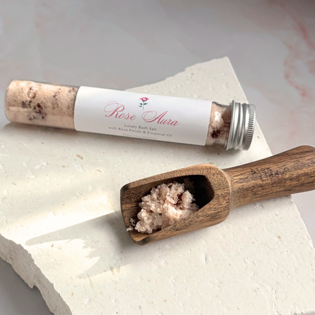 Rose Aura Bath Salt | Rose Geranium Botanical Mineral Bath Soak