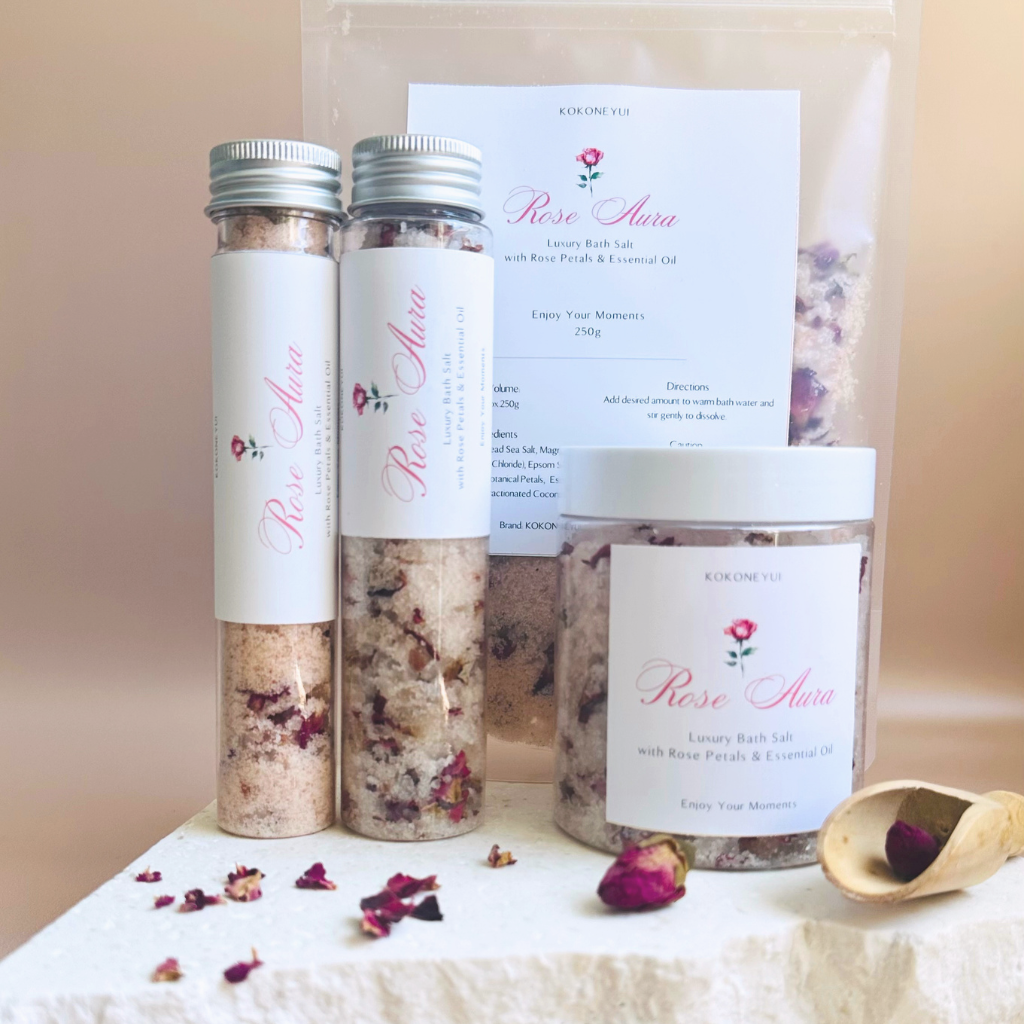 Rose Aura Bath Salt | Rose Geranium Botanical Mineral Bath Soak