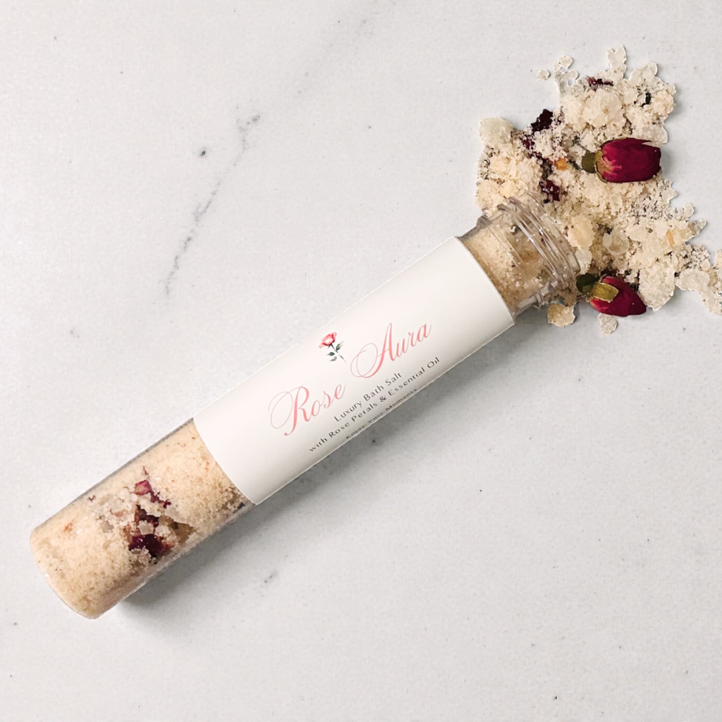 Rose Aura Bath Salt | Rose Geranium Botanical Mineral Bath Soak