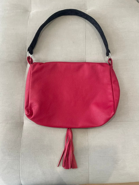 Red Leather Tassled Tote