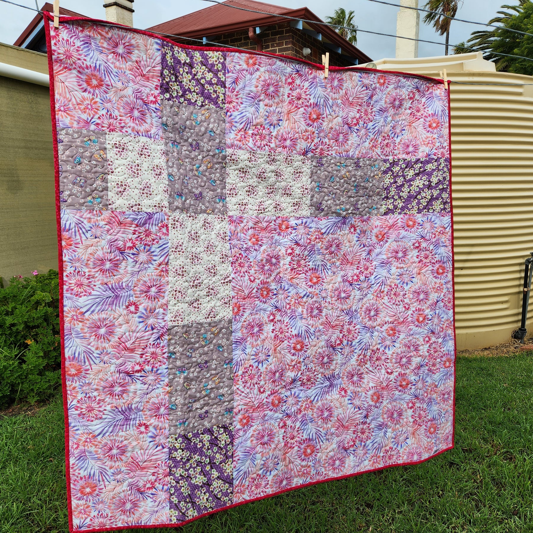 Pink Irish Chain Patchwork Quilt - Lap / Crib Size