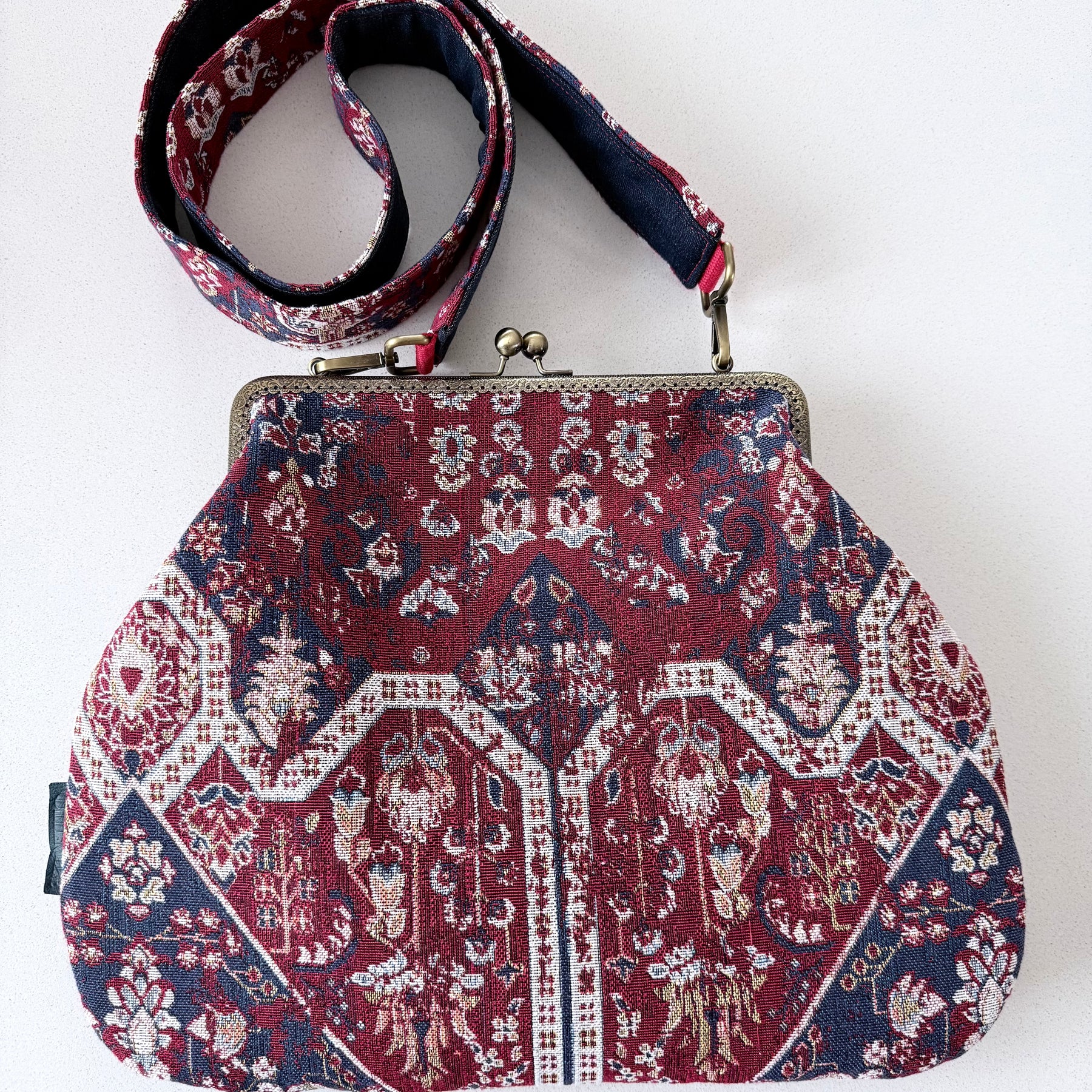 ‘Carpet bag’ metal frame oversized purse