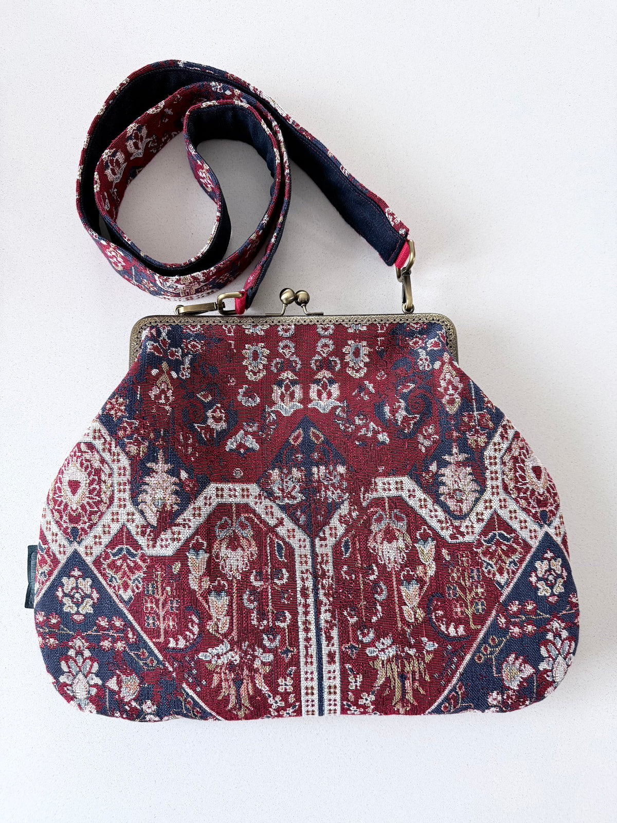 ‘Carpet bag’ metal frame oversized purse
