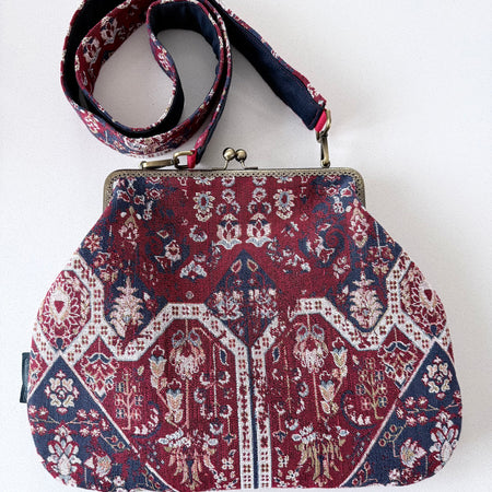 ‘Carpet bag’ metal frame oversized purse