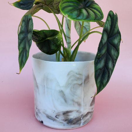 Handmade Ceramic Cover Pot - Marble Glaze