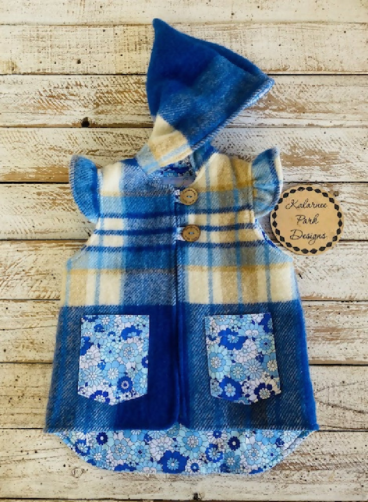 Take My Blues Away Vintage Wool Blanket Upcycled Vest Size 4