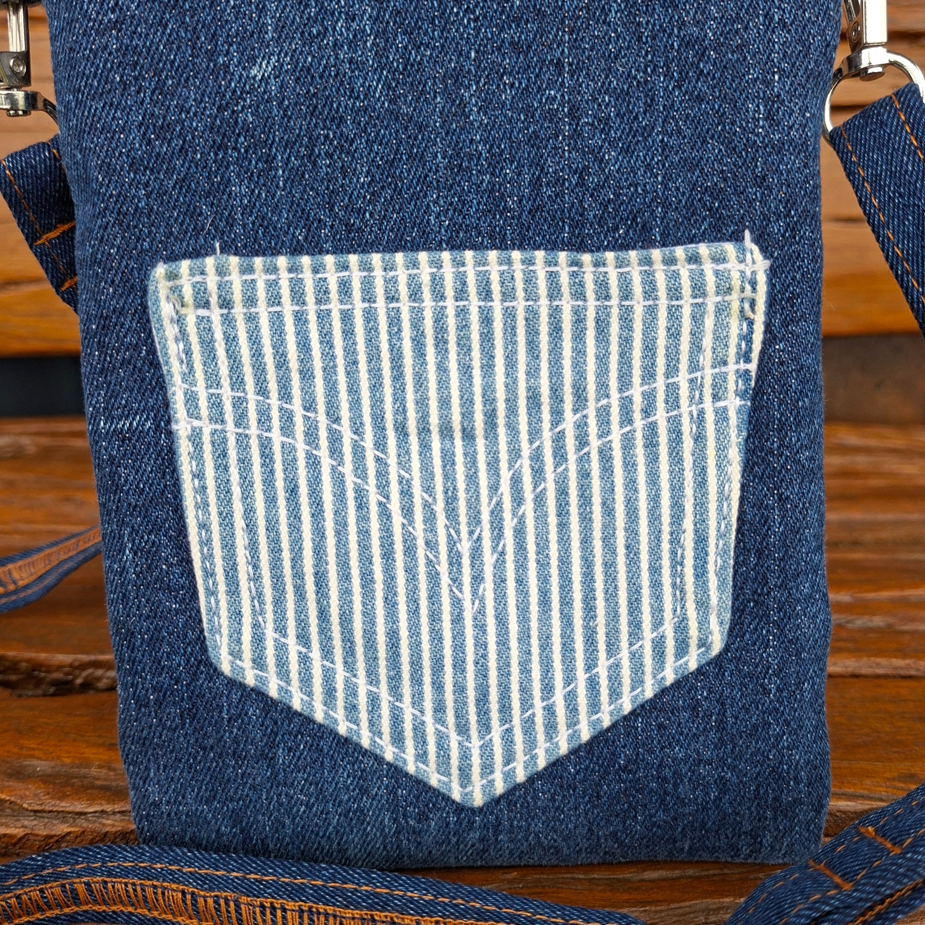 Recycled Denim & Pinstripe and Dark Denim - Mobile Phone or Glasses Case