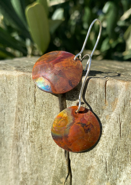 Winter Flames - copper dome earrings