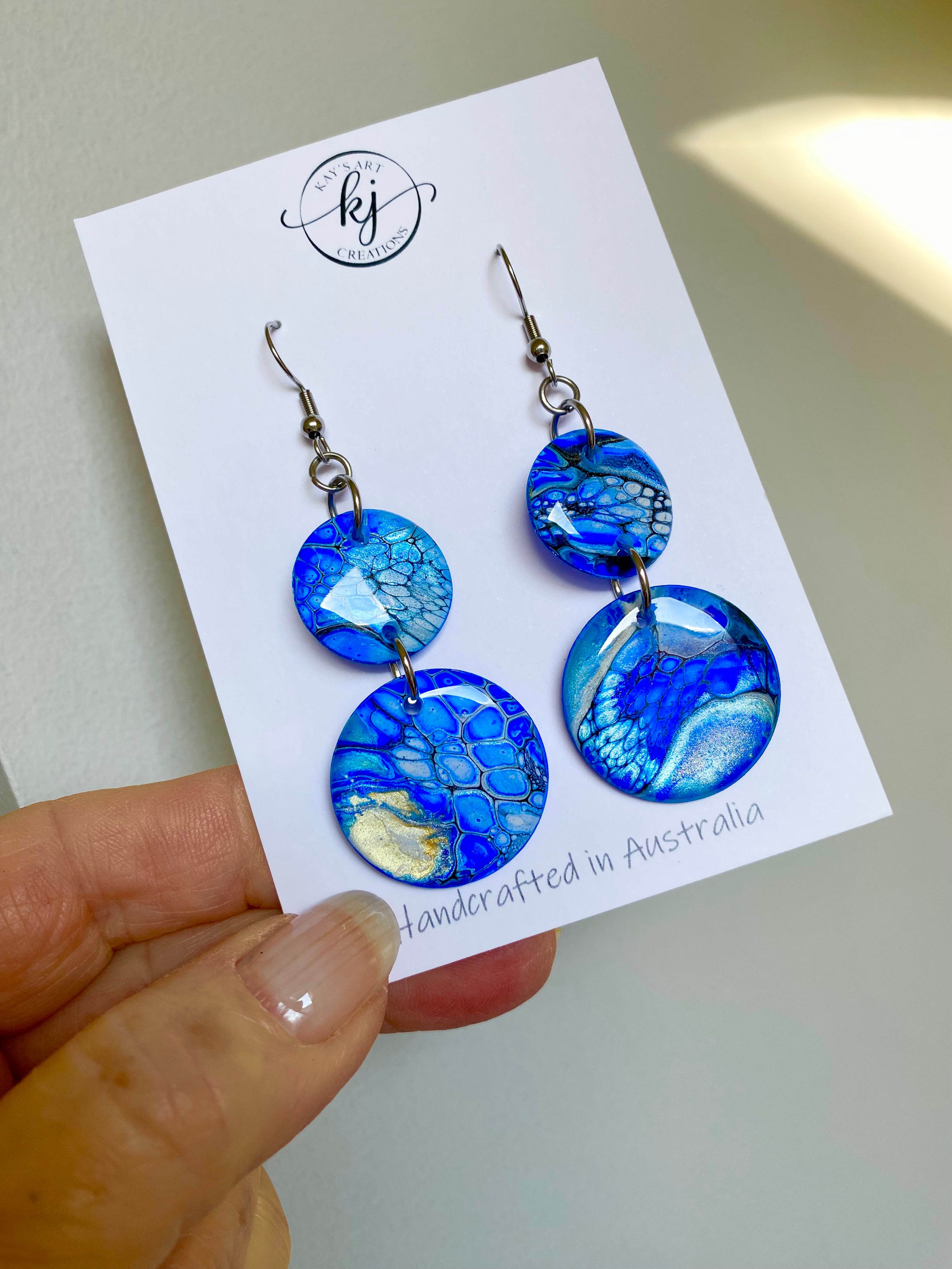 Deep Ocean Blue Arty Earrings