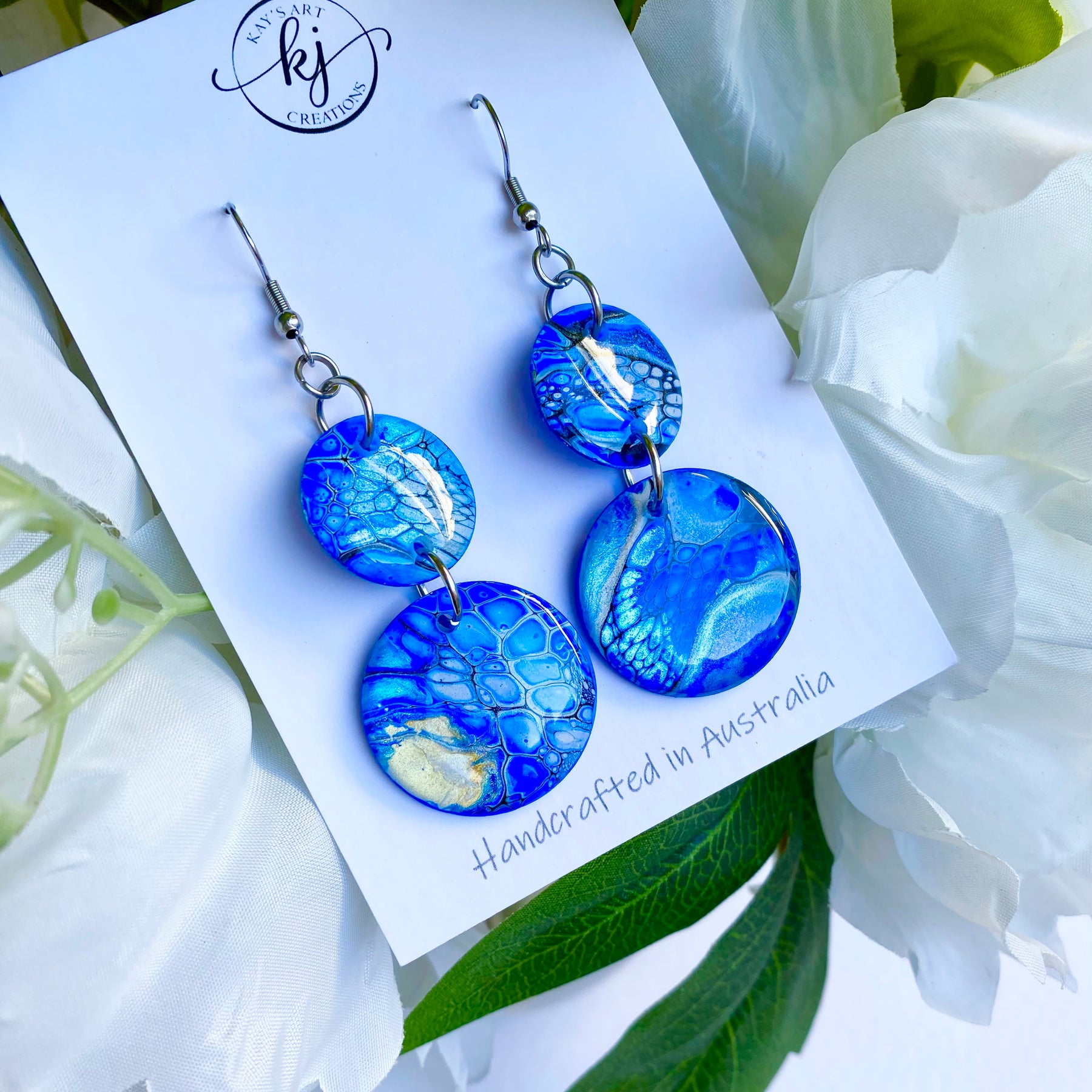 Deep Ocean Blue Arty Earrings