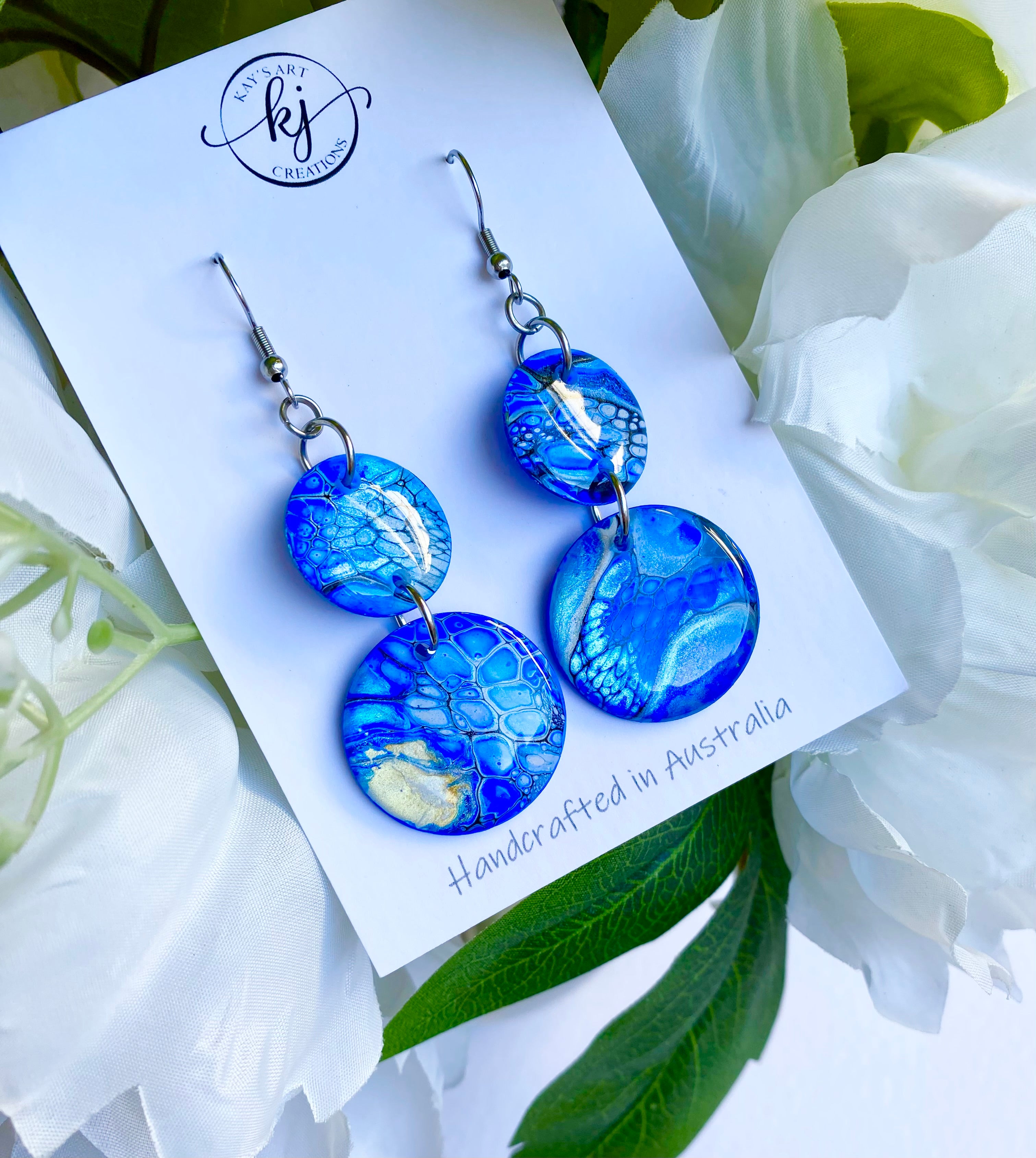 Deep Ocean Blue Arty Earrings