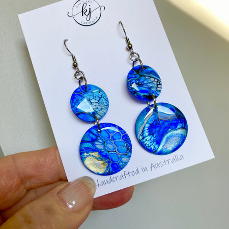 Deep Ocean Blue Arty Earrings