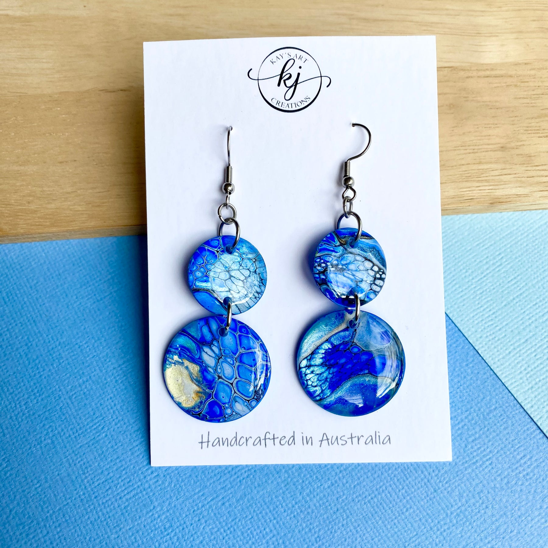 Deep Ocean Blue Arty Earrings