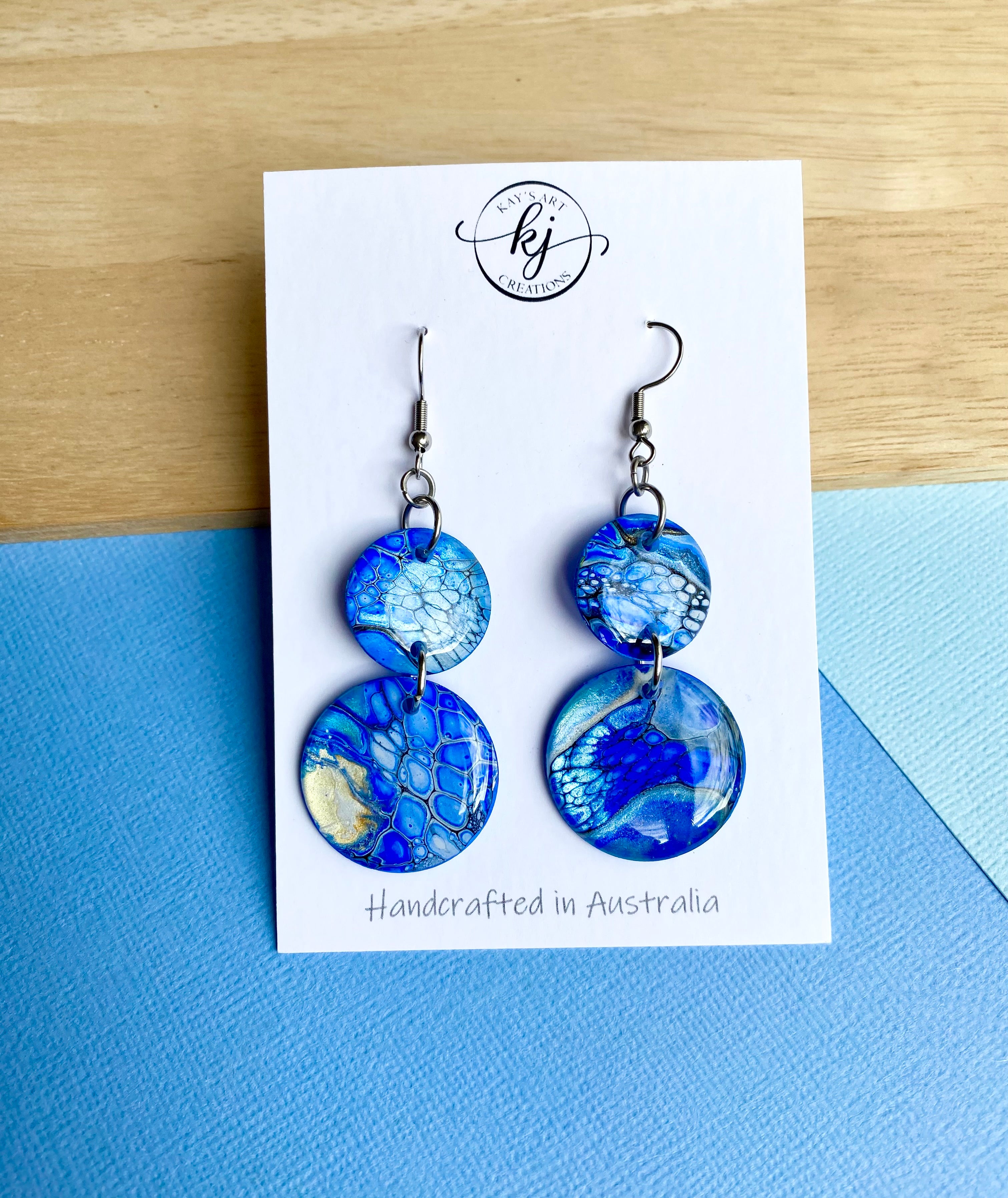 Deep Ocean Blue Arty Earrings