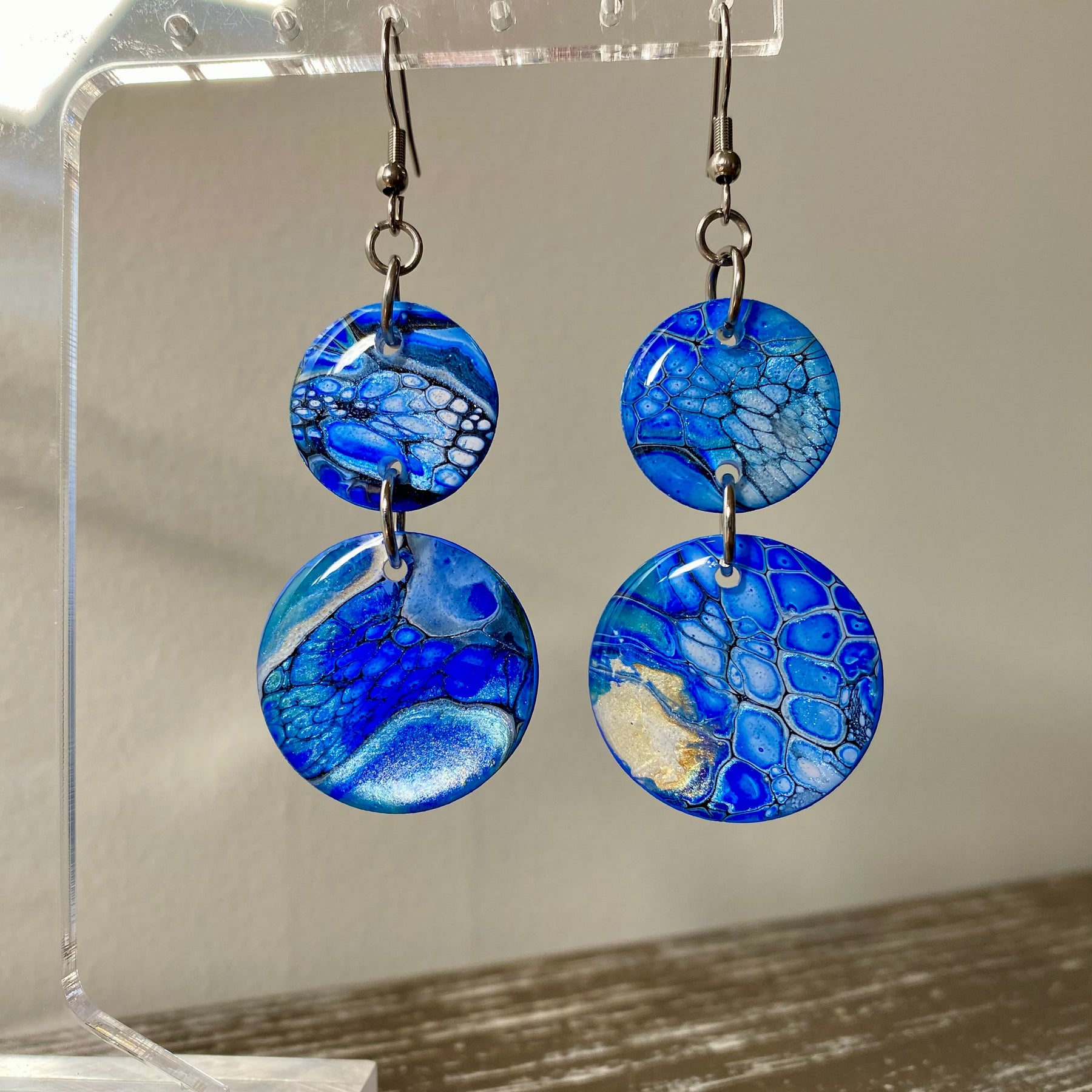 Deep Ocean Blue Arty Earrings