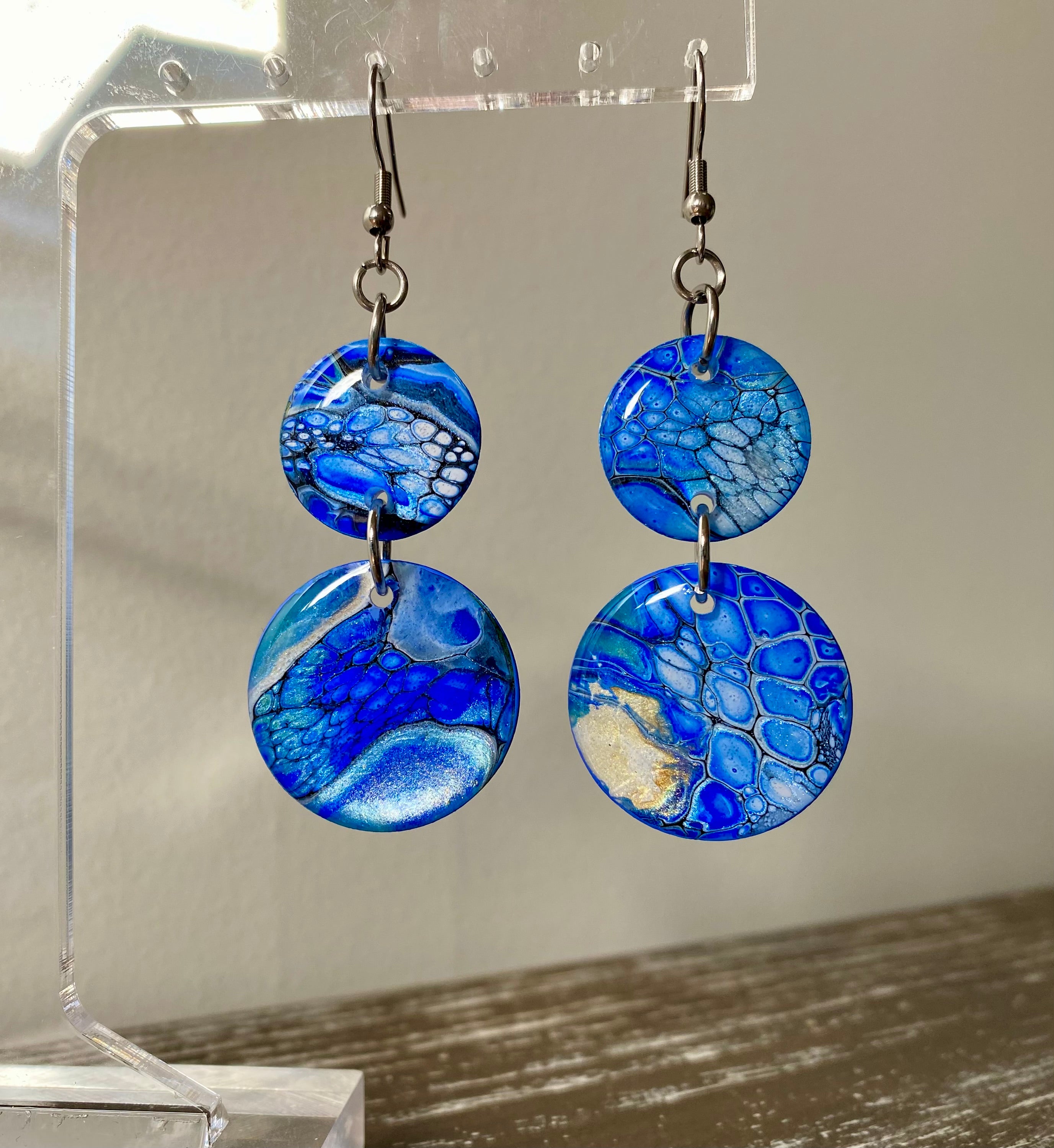 Deep Ocean Blue Arty Earrings