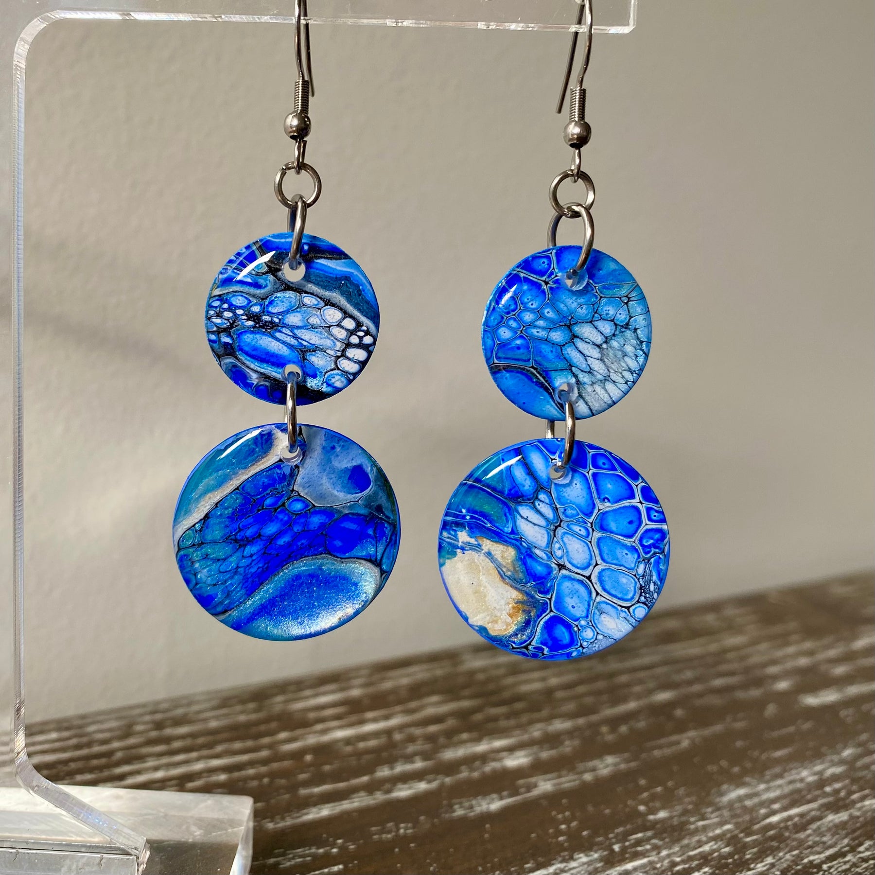 Deep Ocean Blue Arty Earrings