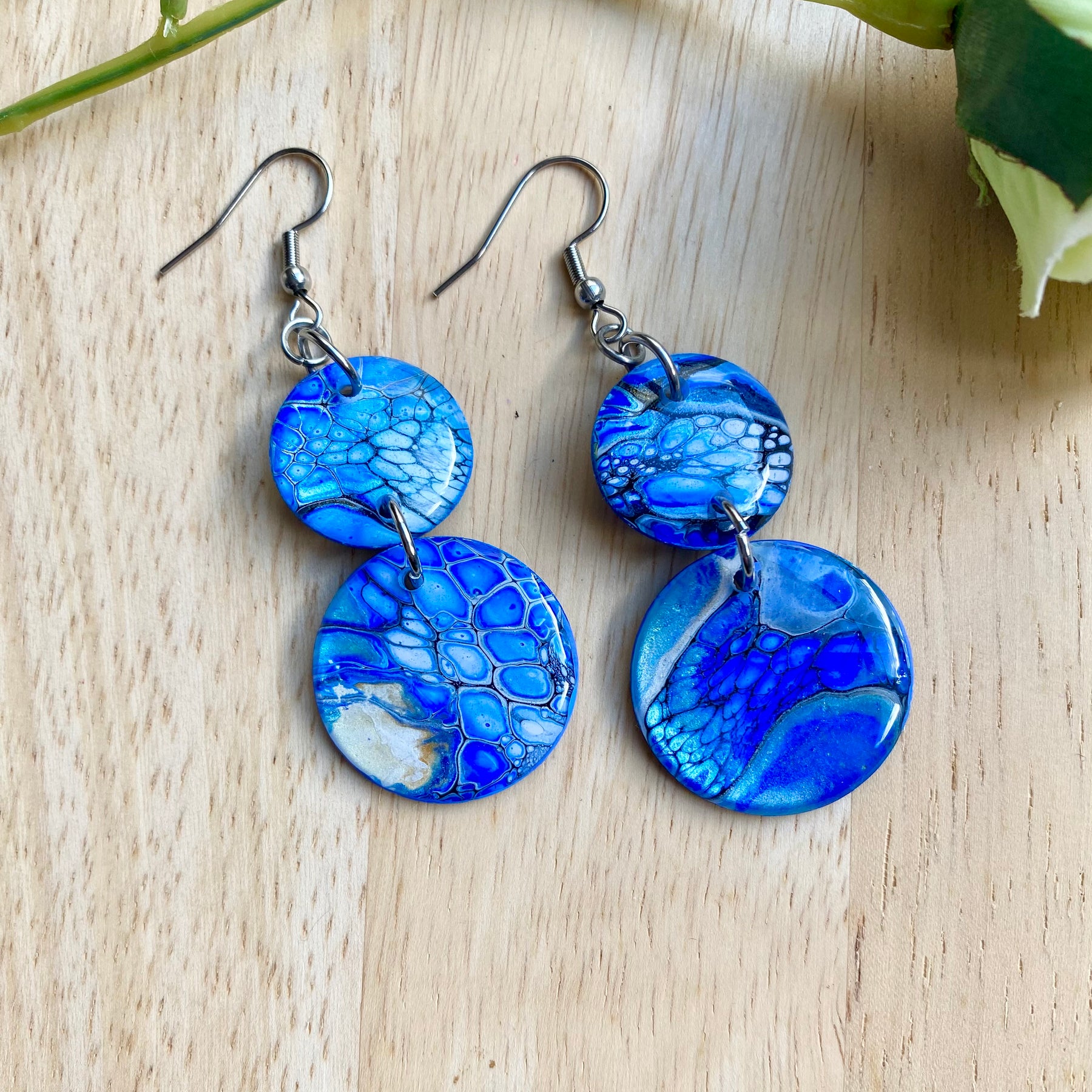 Deep Ocean Blue Arty Earrings