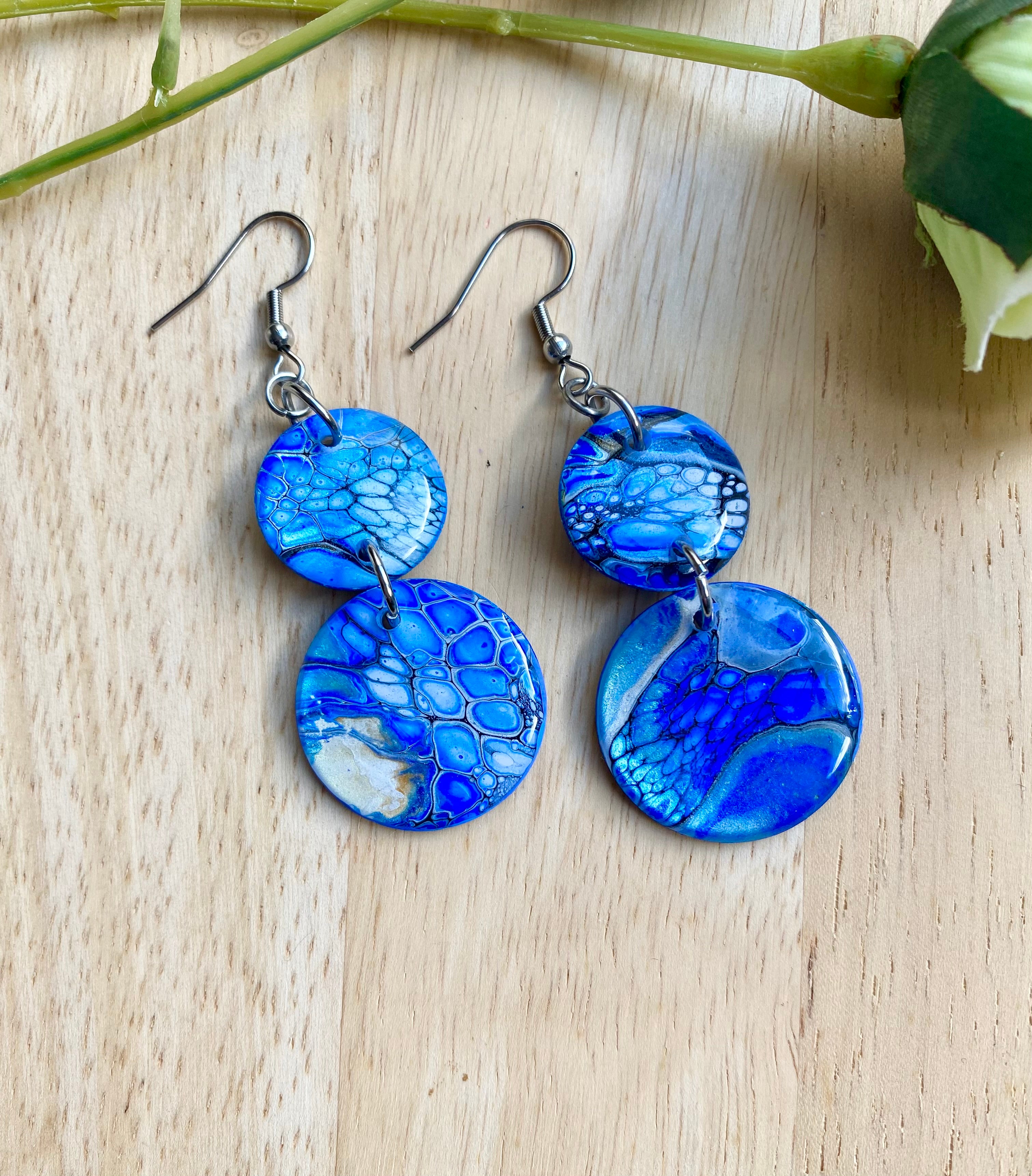 Deep Ocean Blue Arty Earrings
