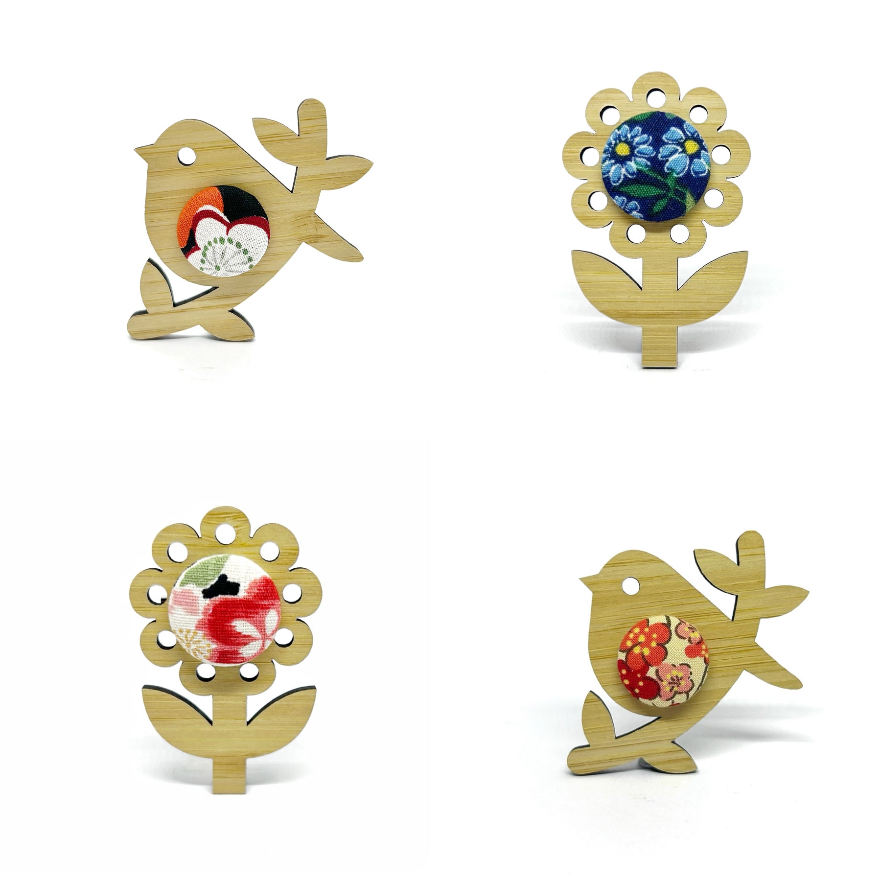 Kimono Brooches - Birdie and Sunflower