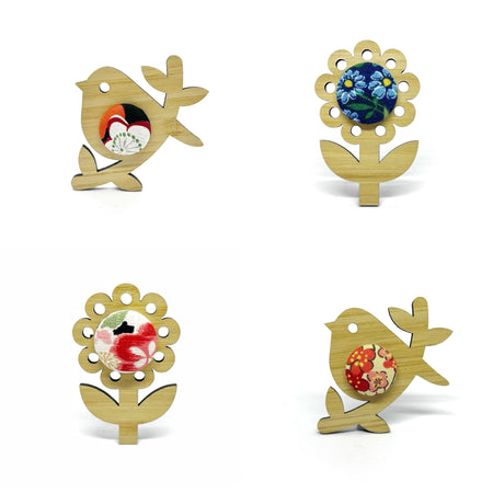 Kimono Brooches - Birdie and Sunflower