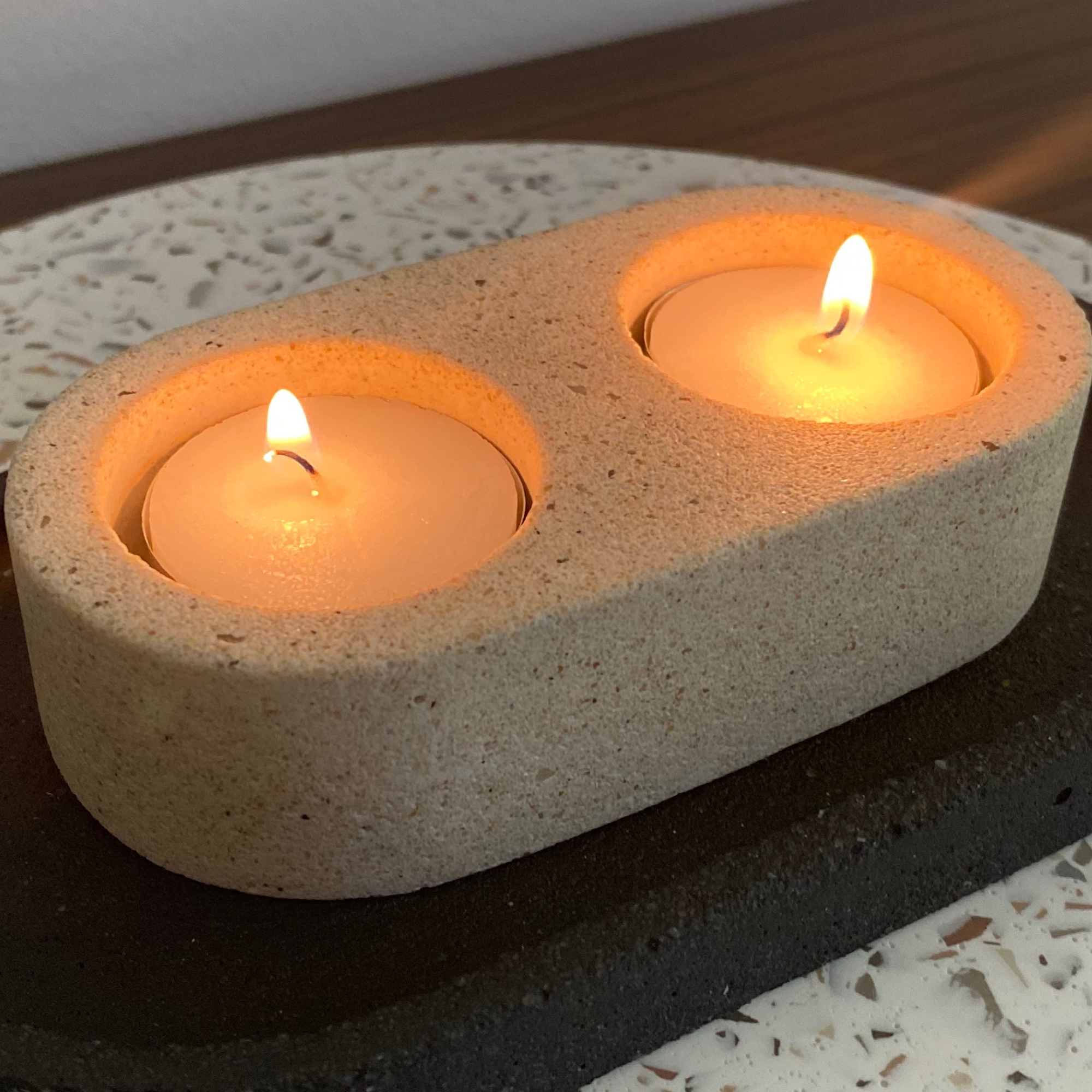 Double tealight holder |Textured decor collection