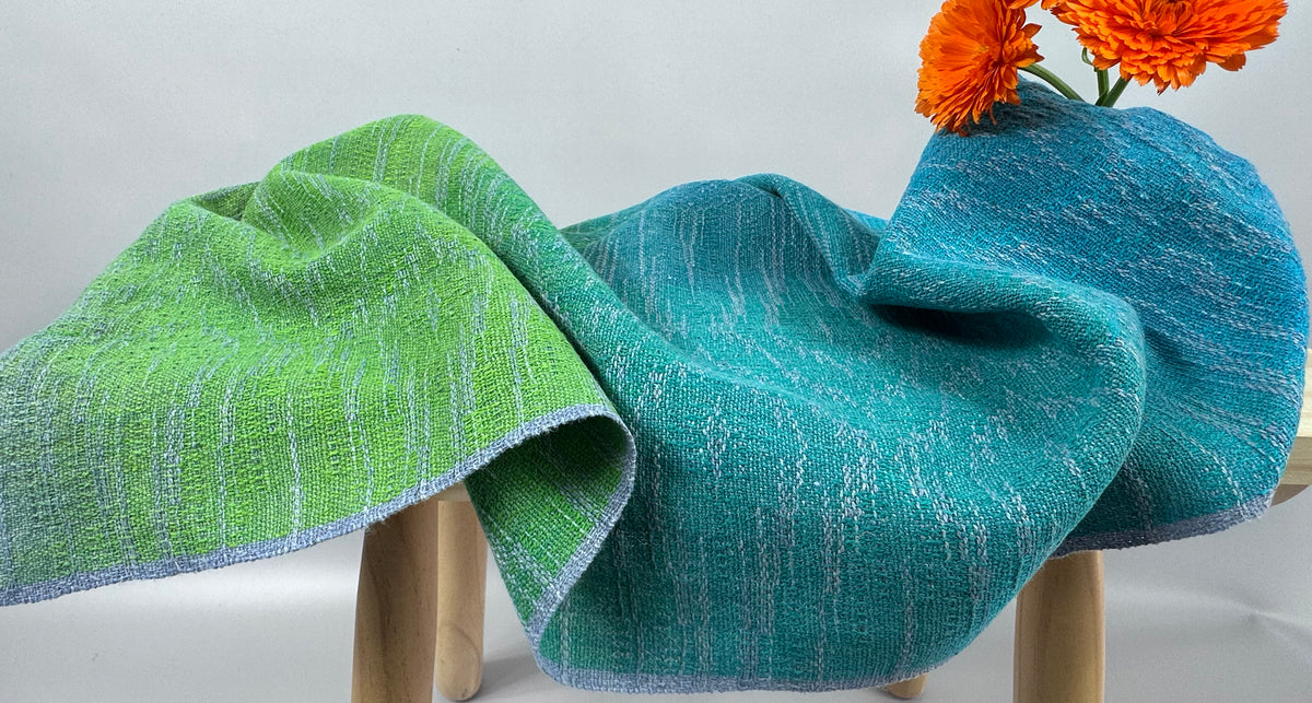 Hand-Dyed and Handwoven Linen/Cotton Tea Towels (Lilac Weft)