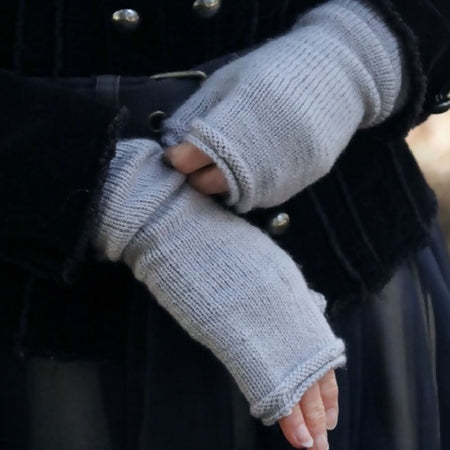 Timeless and Elegant Handknitted Wool, Cashmere Blend Fingerless Gloves