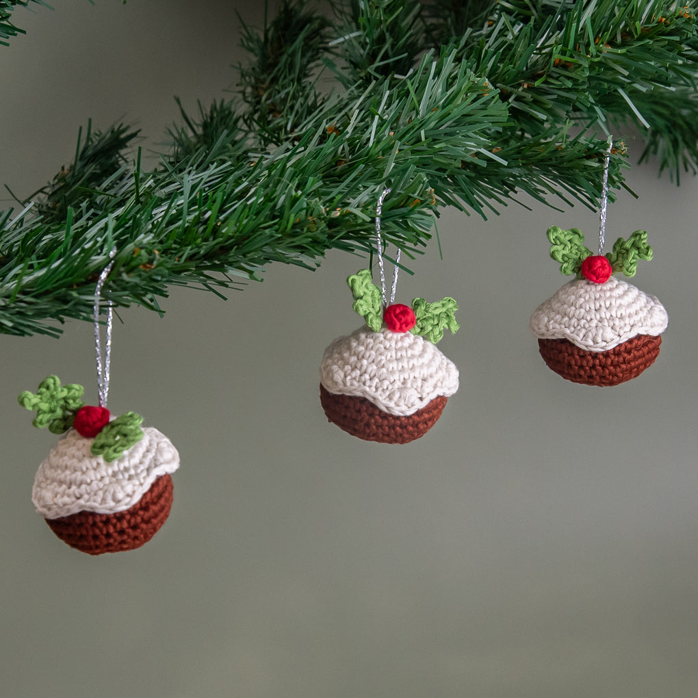 Small Hand File Set Christmas Tree Decorations - Set of Three - Christmas Puddings - Small