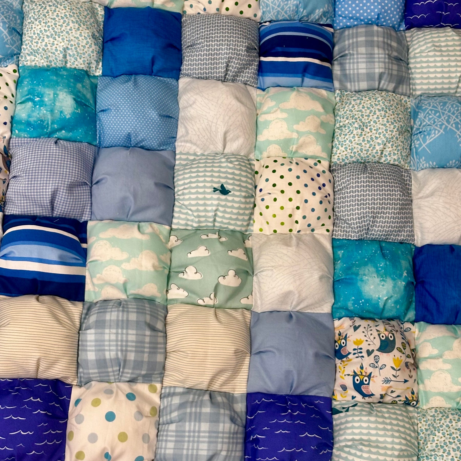 Handmade Puff Quilt Play Mat | Soft Cotton Baby Play Mat