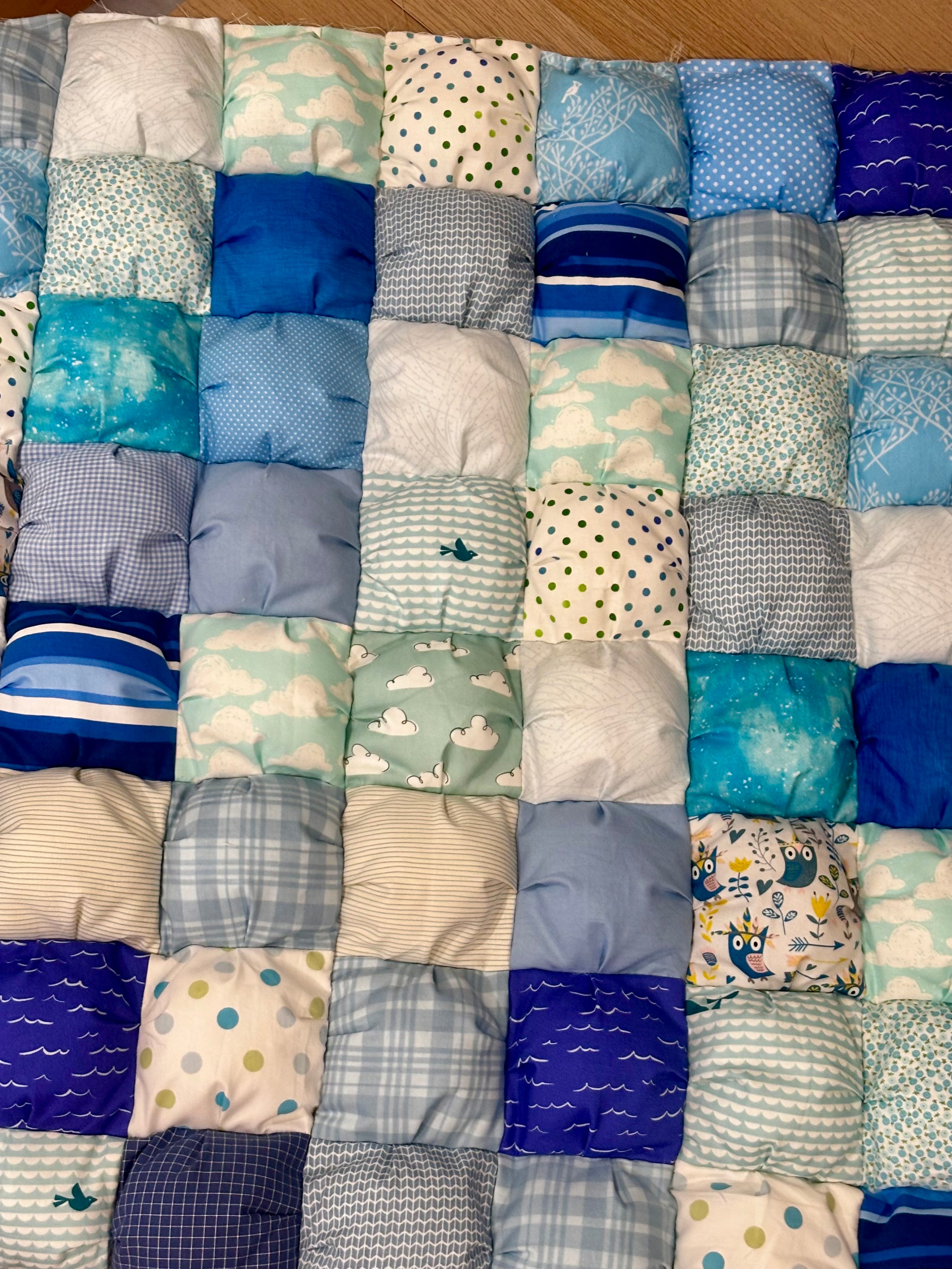 Handmade Puff Quilt Play Mat | Soft Cotton Baby Play Mat