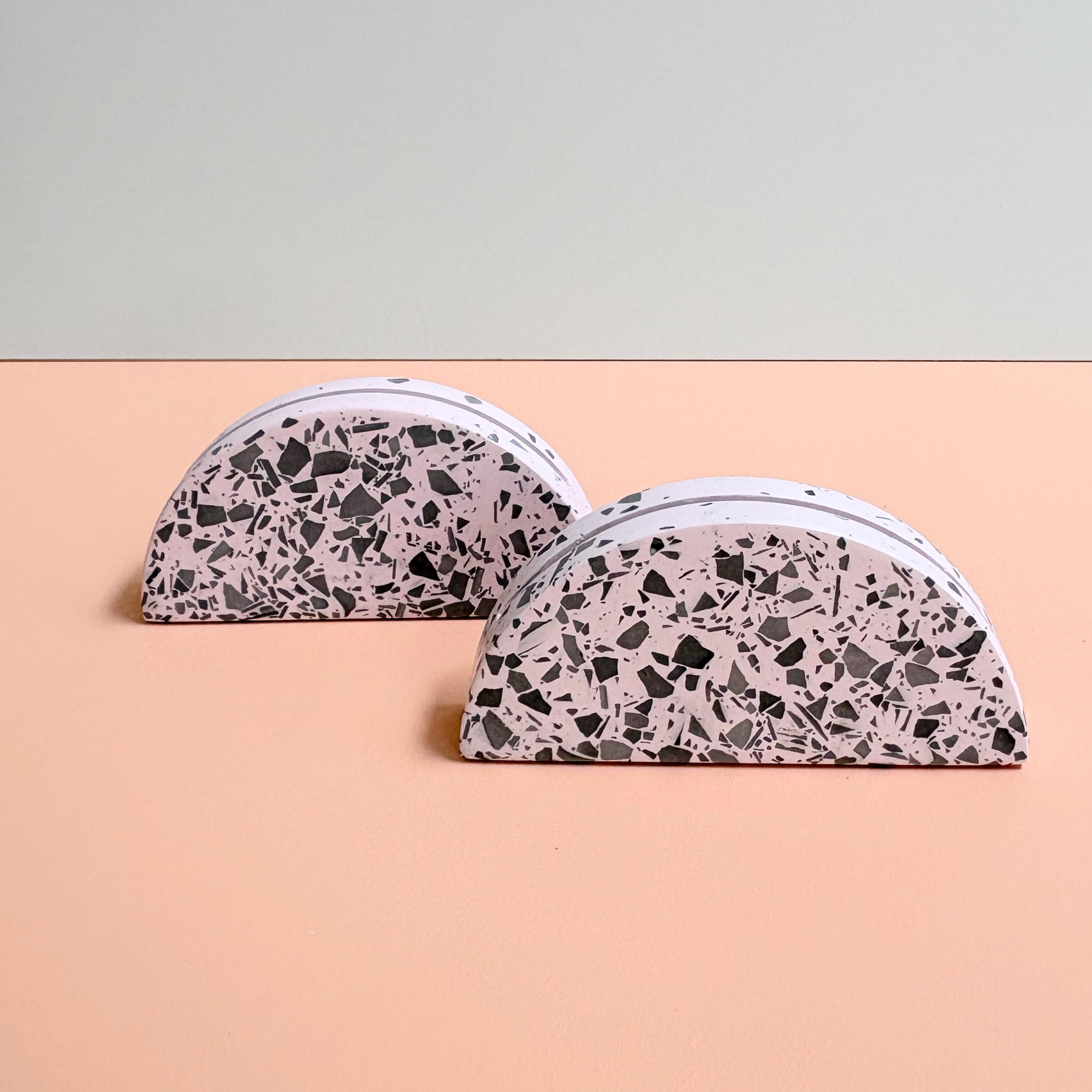 Wedding table numbers, pink and black eco resin terrazzo