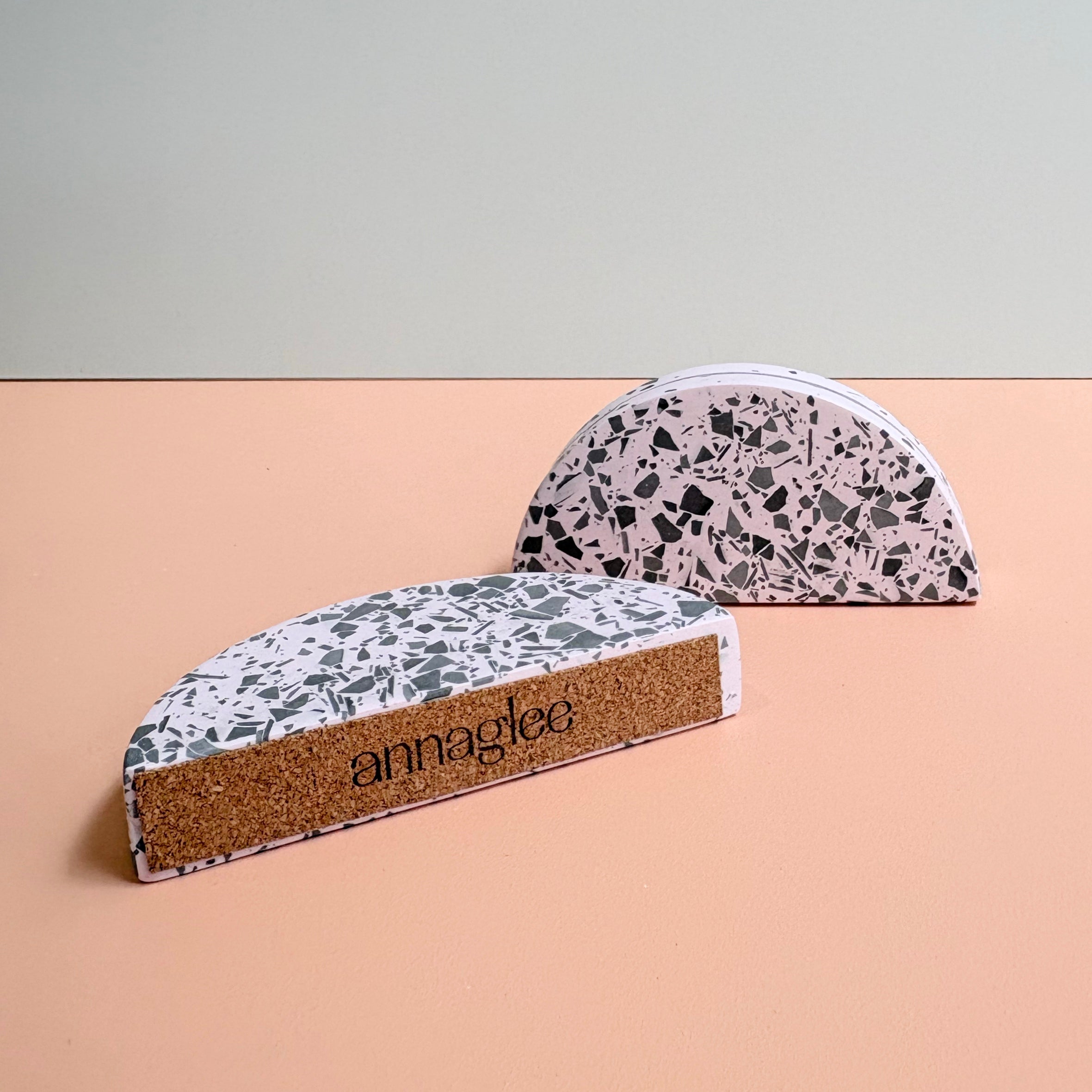 Wedding table numbers, pink and black eco resin terrazzo